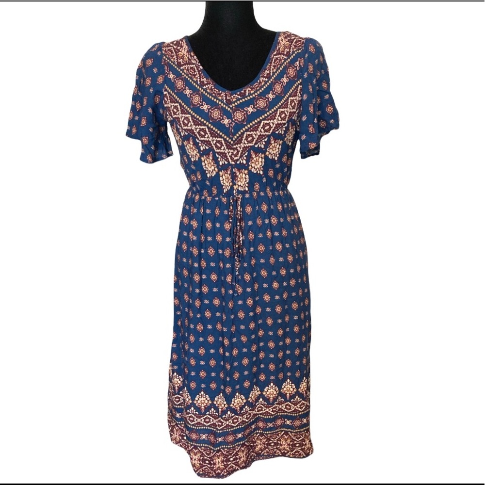 Citrus & Lemon Geometric Pattern Maxi Dress Small - image 1